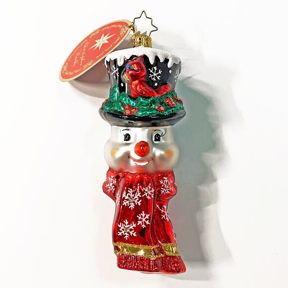 NWT Christopher Radko 'A Snowman Worth Flocking To' Glass Christmas Ornament - Picture 1 of 4